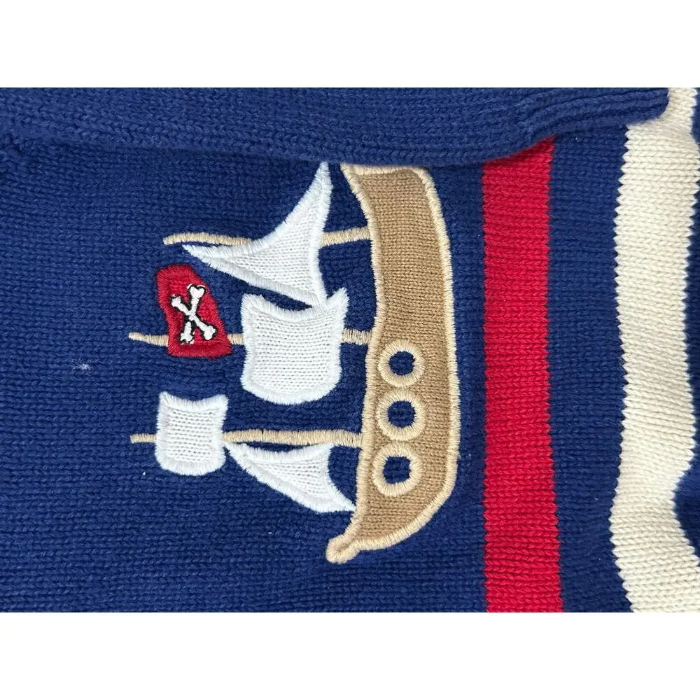 Gymboree Boys 18-24 Months Navy Pirate Ship V-Neck Sweater 100% Cotton Nautical